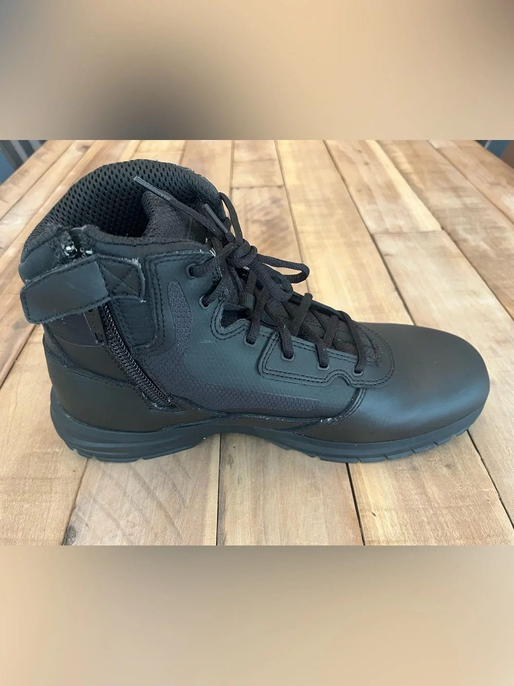 Rocky RKD0104 Cadet 6”  Black Leather Lace-Up Tactical Boots W Side Zip Size 13W
